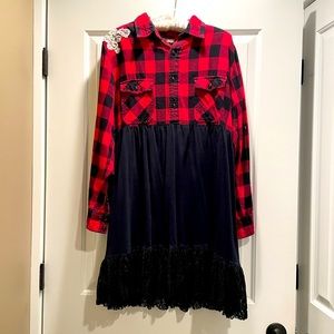 Up-Cycled Buffalo Plaid Flannel Dress Size LARGE